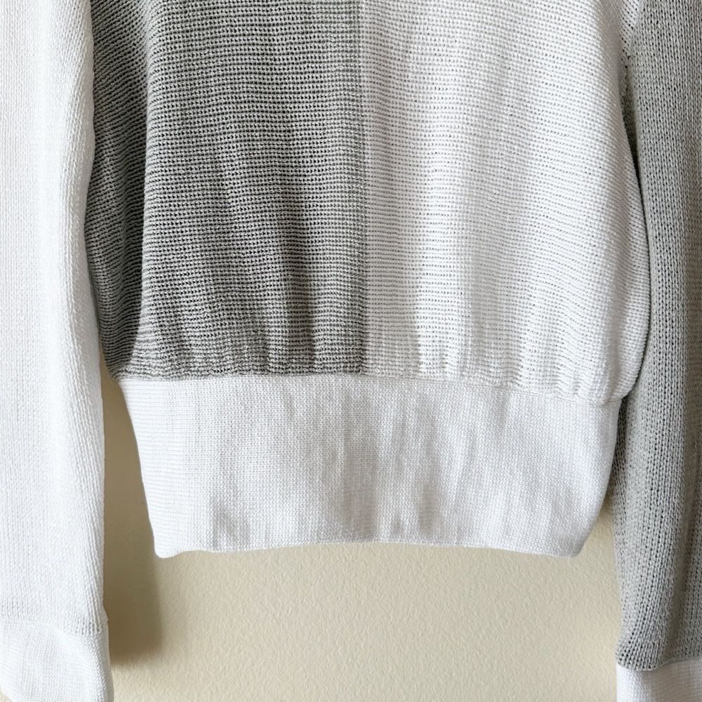 Eckhaus Latta 100% Cotton Asymmetric Colorblock Knit Cardigan Grey & White - Picture 11 of 14